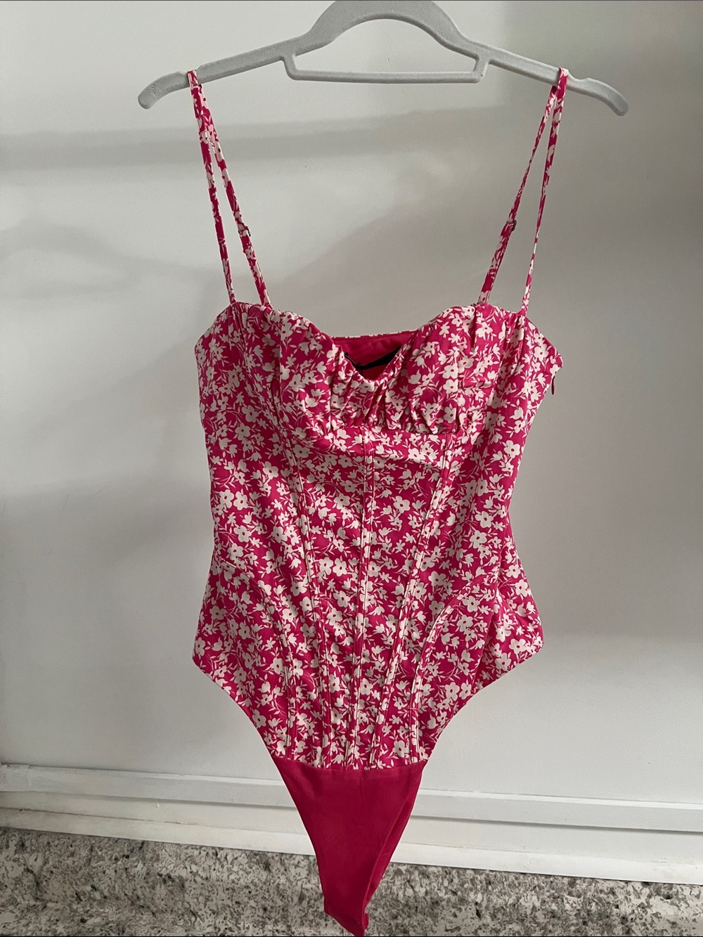 Zara Pink Floral Bustier Bodysuit